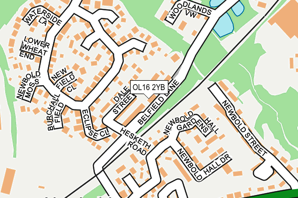 OL16 2YB map - OS OpenMap – Local (Ordnance Survey)