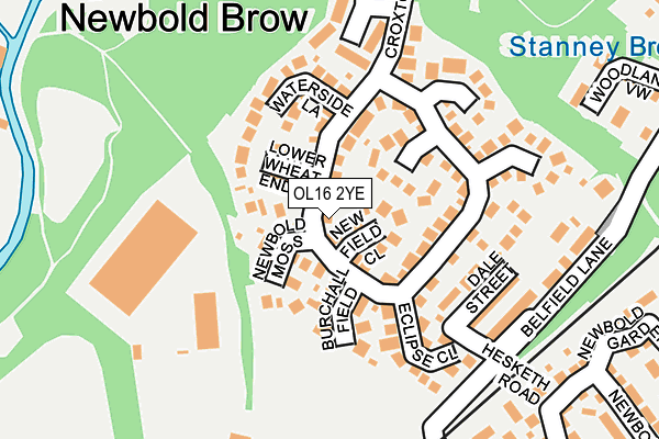 OL16 2YE map - OS OpenMap – Local (Ordnance Survey)