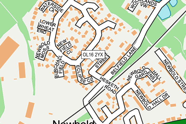 OL16 2YX map - OS OpenMap – Local (Ordnance Survey)