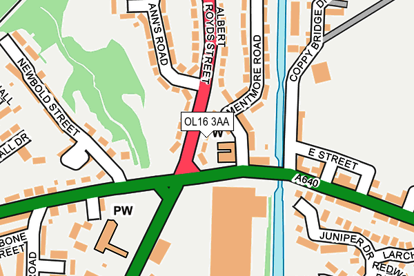 OL16 3AA map - OS OpenMap – Local (Ordnance Survey)