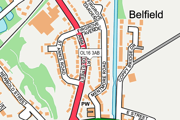 OL16 3AB map - OS OpenMap – Local (Ordnance Survey)