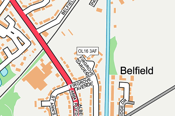 OL16 3AF map - OS OpenMap – Local (Ordnance Survey)