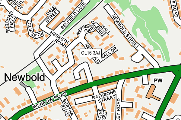 OL16 3AJ map - OS OpenMap – Local (Ordnance Survey)