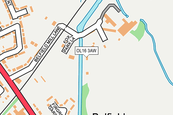 OL16 3AW map - OS OpenMap – Local (Ordnance Survey)
