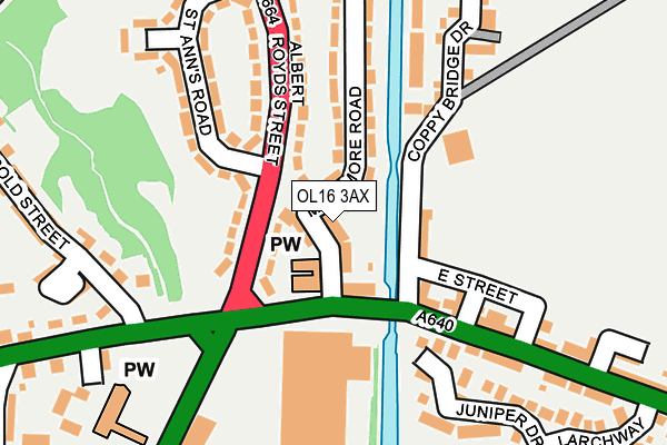 OL16 3AX map - OS OpenMap – Local (Ordnance Survey)