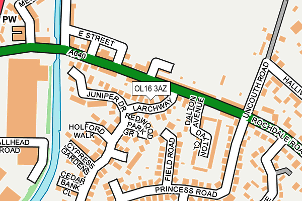 OL16 3AZ map - OS OpenMap – Local (Ordnance Survey)