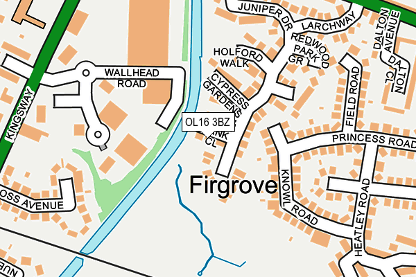 OL16 3BZ map - OS OpenMap – Local (Ordnance Survey)