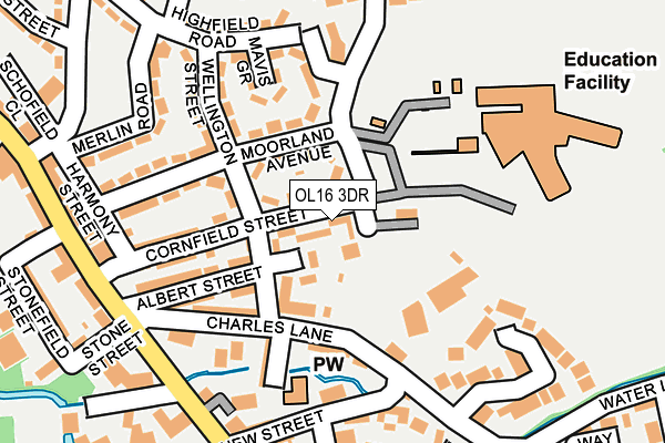 OL16 3DR map - OS OpenMap – Local (Ordnance Survey)