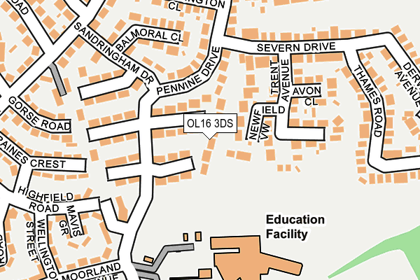 OL16 3DS map - OS OpenMap – Local (Ordnance Survey)