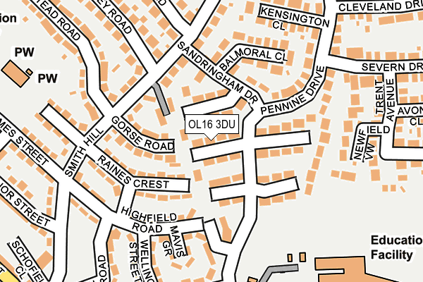 OL16 3DU map - OS OpenMap – Local (Ordnance Survey)