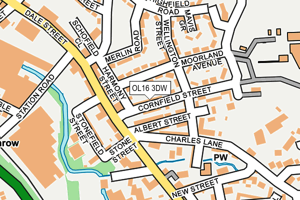 OL16 3DW map - OS OpenMap – Local (Ordnance Survey)