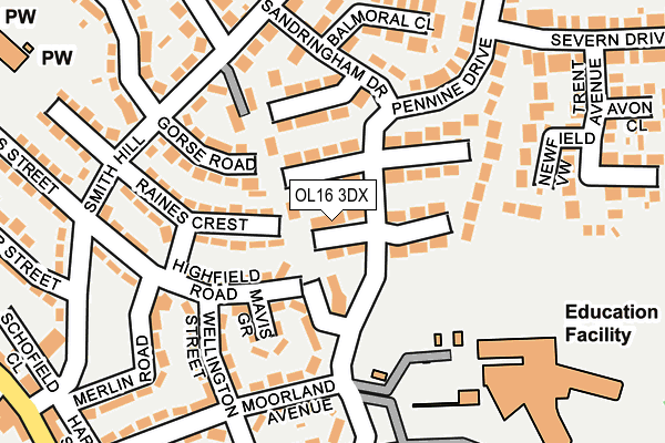 OL16 3DX map - OS OpenMap – Local (Ordnance Survey)