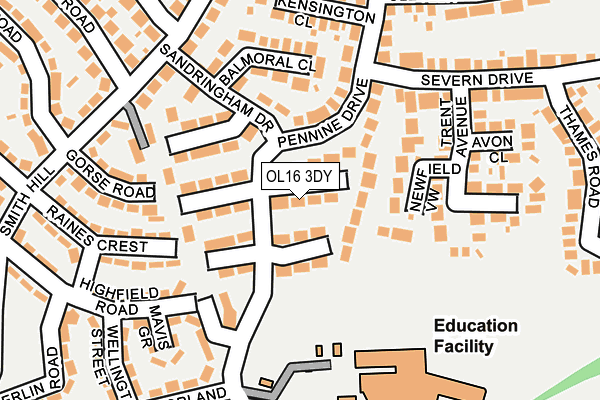 OL16 3DY map - OS OpenMap – Local (Ordnance Survey)