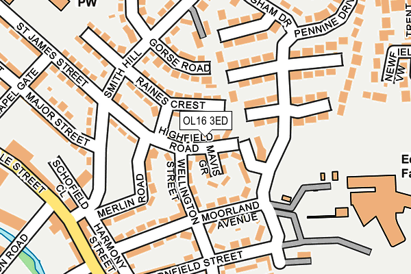 OL16 3ED map - OS OpenMap – Local (Ordnance Survey)