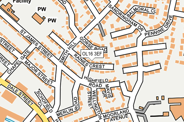 OL16 3EF map - OS OpenMap – Local (Ordnance Survey)