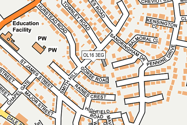 OL16 3EG map - OS OpenMap – Local (Ordnance Survey)