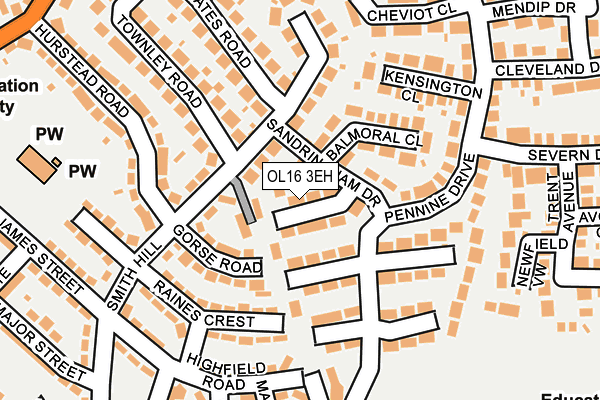 OL16 3EH map - OS OpenMap – Local (Ordnance Survey)