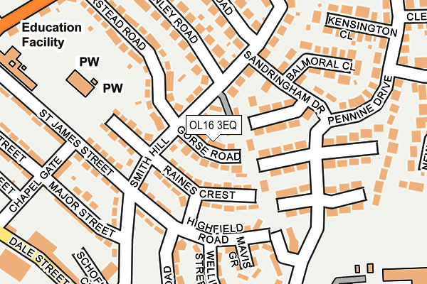 OL16 3EQ map - OS OpenMap – Local (Ordnance Survey)