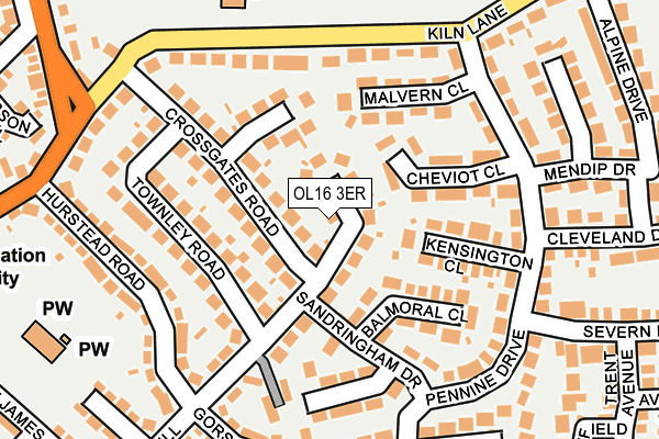 OL16 3ER map - OS OpenMap – Local (Ordnance Survey)