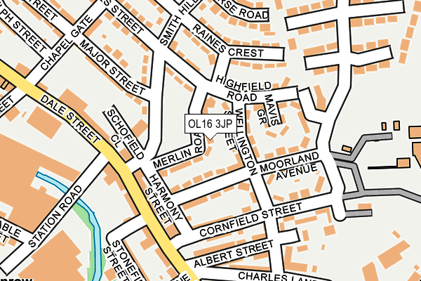 OL16 3JP map - OS OpenMap – Local (Ordnance Survey)