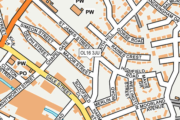 OL16 3JU map - OS OpenMap – Local (Ordnance Survey)