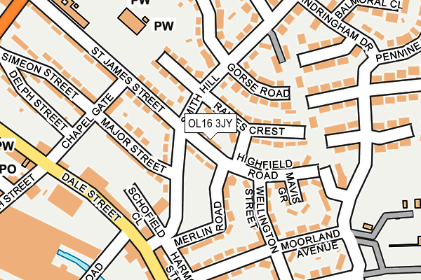 OL16 3JY map - OS OpenMap – Local (Ordnance Survey)