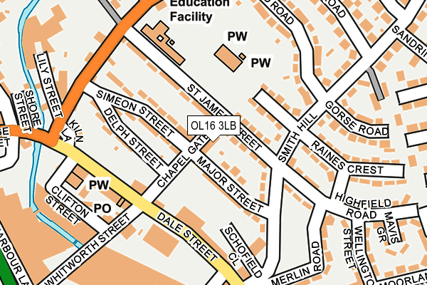 OL16 3LB map - OS OpenMap – Local (Ordnance Survey)