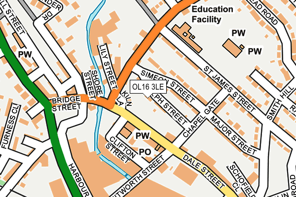 OL16 3LE map - OS OpenMap – Local (Ordnance Survey)