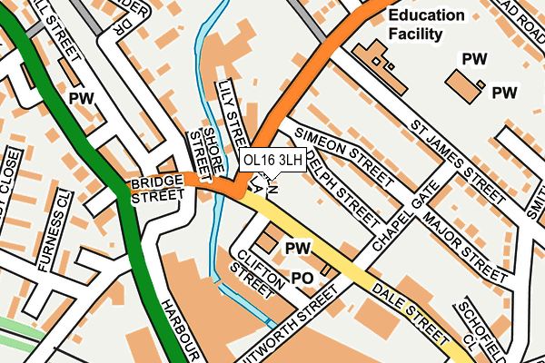 OL16 3LH map - OS OpenMap – Local (Ordnance Survey)