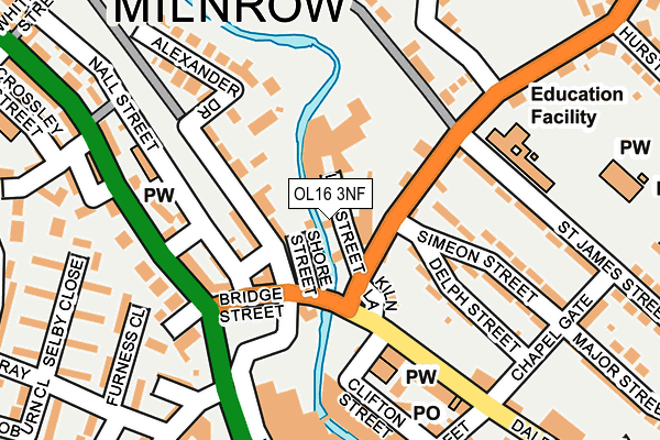 OL16 3NF map - OS OpenMap – Local (Ordnance Survey)