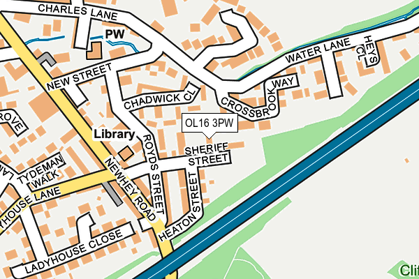 OL16 3PW map - OS OpenMap – Local (Ordnance Survey)