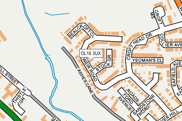 OL16 3UX map - OS OpenMap – Local (Ordnance Survey)