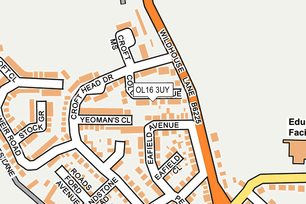 OL16 3UY map - OS OpenMap – Local (Ordnance Survey)