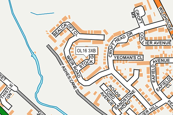 OL16 3XB map - OS OpenMap – Local (Ordnance Survey)