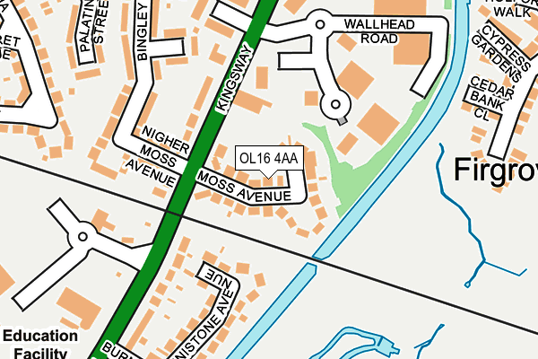 OL16 4AA map - OS OpenMap – Local (Ordnance Survey)