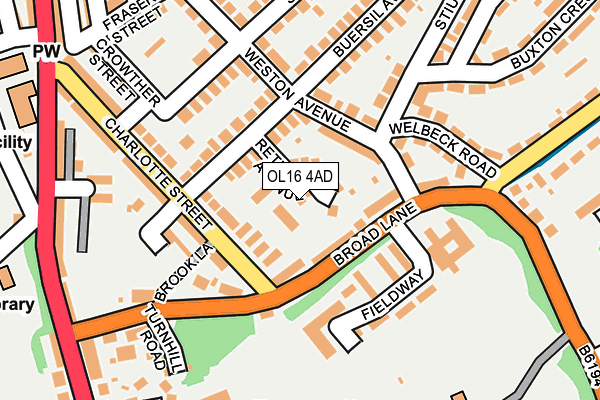 OL16 4AD map - OS OpenMap – Local (Ordnance Survey)