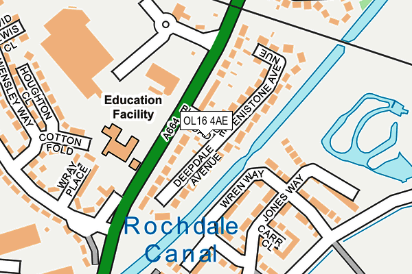 OL16 4AE map - OS OpenMap – Local (Ordnance Survey)