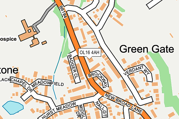 OL16 4AH map - OS OpenMap – Local (Ordnance Survey)