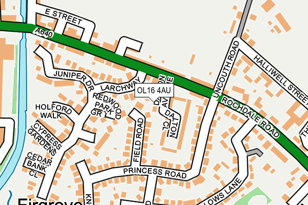 OL16 4AU map - OS OpenMap – Local (Ordnance Survey)