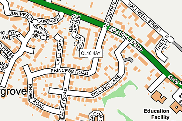 OL16 4AY map - OS OpenMap – Local (Ordnance Survey)