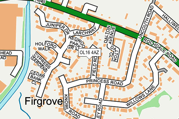 OL16 4AZ map - OS OpenMap – Local (Ordnance Survey)