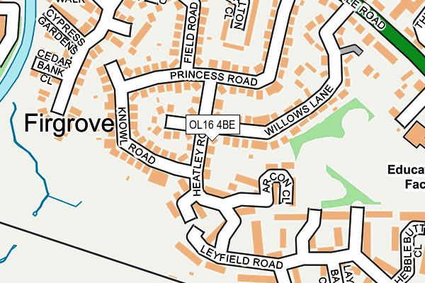 OL16 4BE map - OS OpenMap – Local (Ordnance Survey)