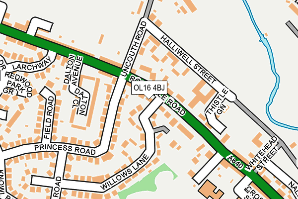 OL16 4BJ map - OS OpenMap – Local (Ordnance Survey)