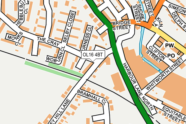 OL16 4BT map - OS OpenMap – Local (Ordnance Survey)