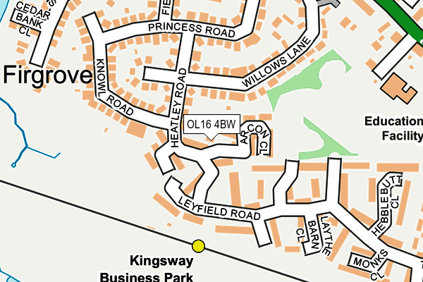 OL16 4BW map - OS OpenMap – Local (Ordnance Survey)