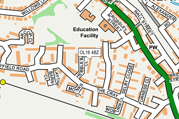 OL16 4BZ map - OS OpenMap – Local (Ordnance Survey)