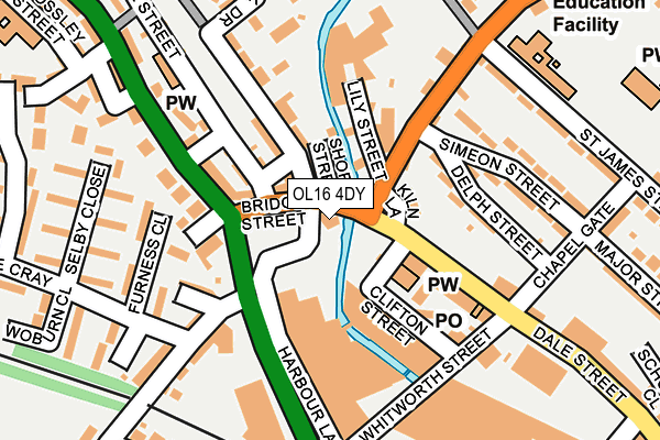 OL16 4DY map - OS OpenMap – Local (Ordnance Survey)