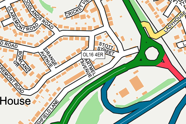 OL16 4ER map - OS OpenMap – Local (Ordnance Survey)