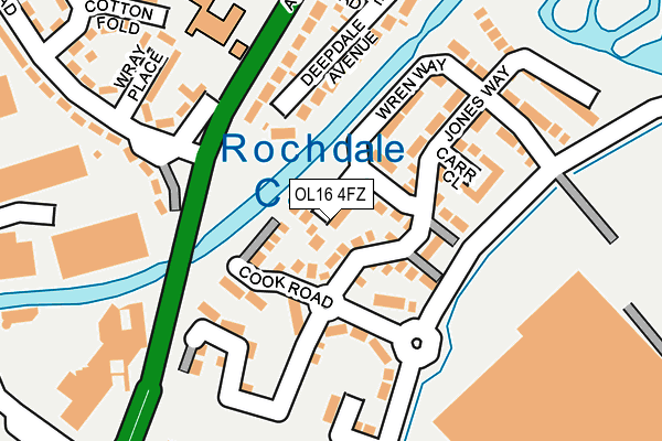 OL16 4FZ map - OS OpenMap – Local (Ordnance Survey)