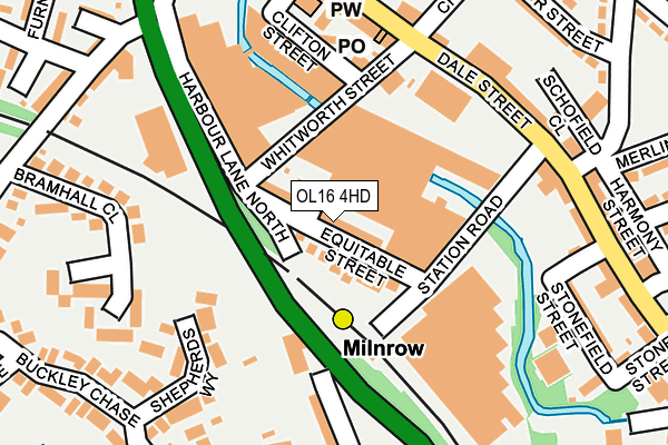 OL16 4HD map - OS OpenMap – Local (Ordnance Survey)